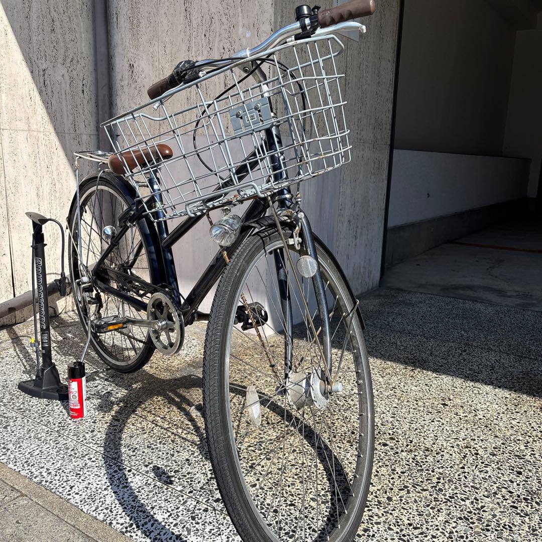 <お引取り限定> シマノ 6速 シティサイクル 前カゴ付き 27インチ
