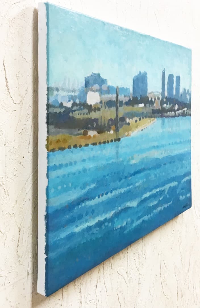 絵画 645 油絵/風景/街景/東京/東京湾/埠頭/晴海/豊洲/P8号