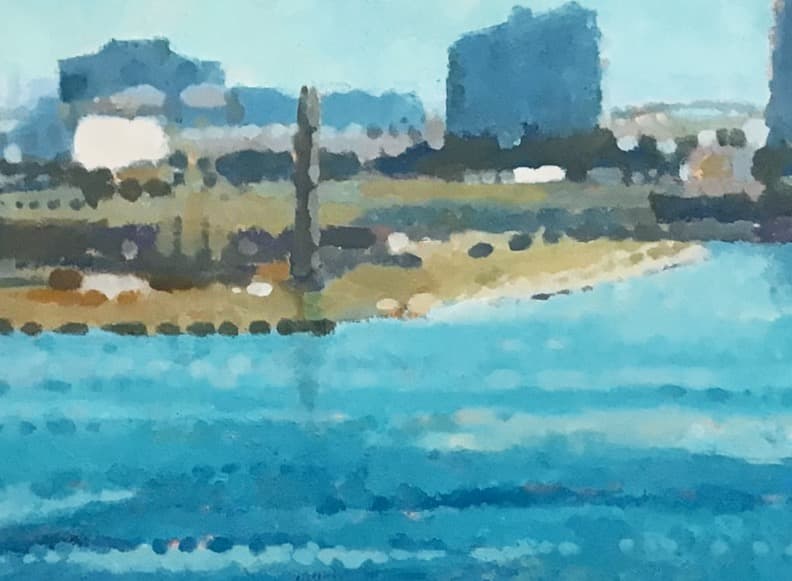 絵画 645 油絵/風景/街景/東京/東京湾/埠頭/晴海/豊洲/P8号