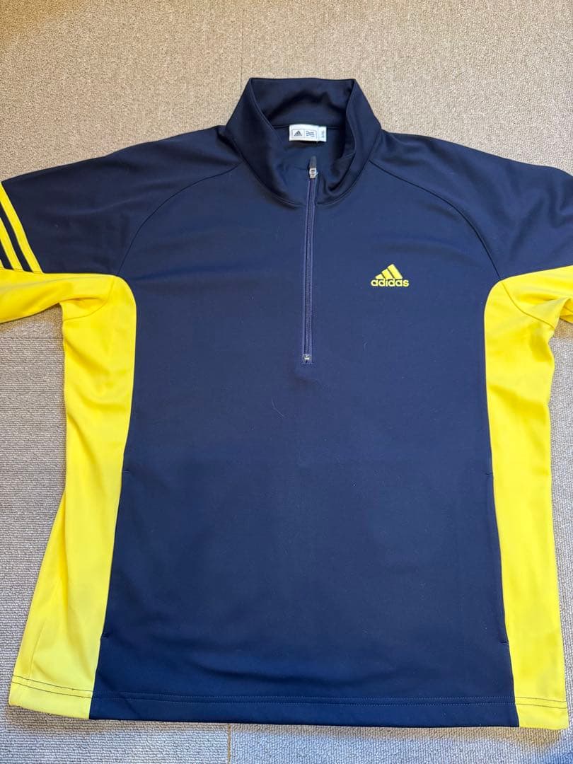 adidas ネイビー/イエロー 半袖ジャケット