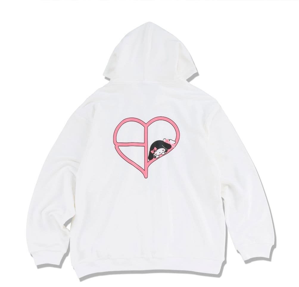 【Lサイズ】black pink マイメロ　コラボパーカーホワイト