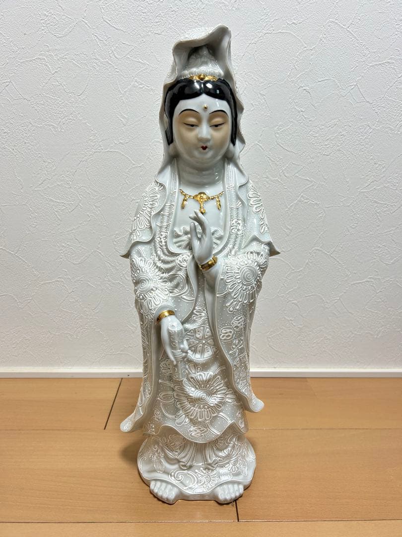 「白磁観音」「九谷」「菊仙」約45cm