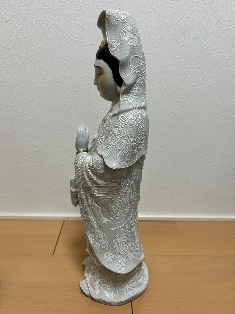 「白磁観音」「九谷」「菊仙」約45cm