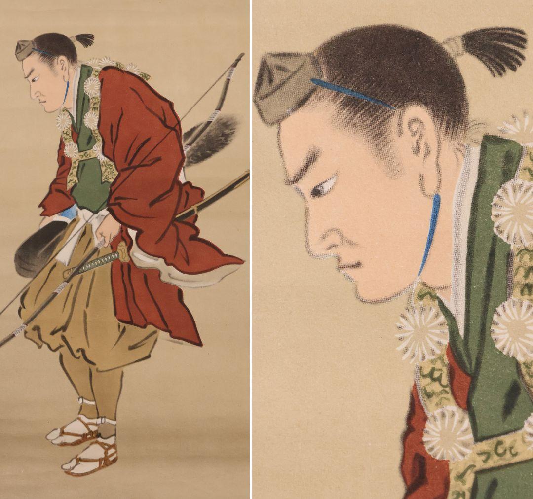 工芸画 親鸞聖人 山伏の弁円 紙本 掛軸 常陸國稲田禅坊之印 仏画 MB250