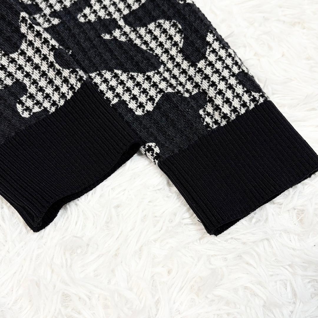 【美品】パーリーゲイツ 迷彩千鳥ニット メンズ4 ゴルフ ストレッチ