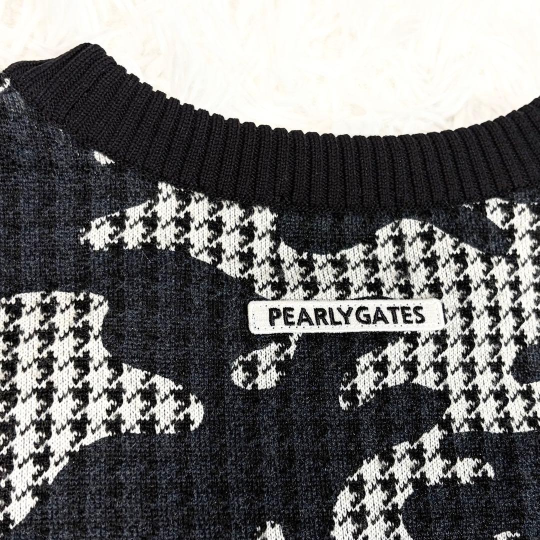 【美品】パーリーゲイツ 迷彩千鳥ニット メンズ4 ゴルフ ストレッチ