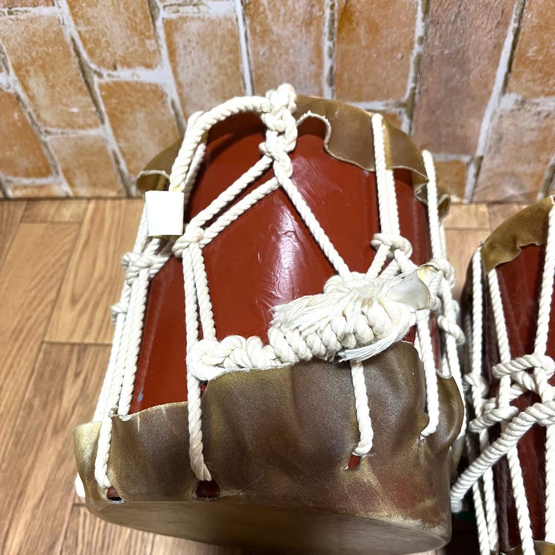 桶胴太鼓　締太鼓　直径約17cm 高さ20cm 2個セット売り　本革
