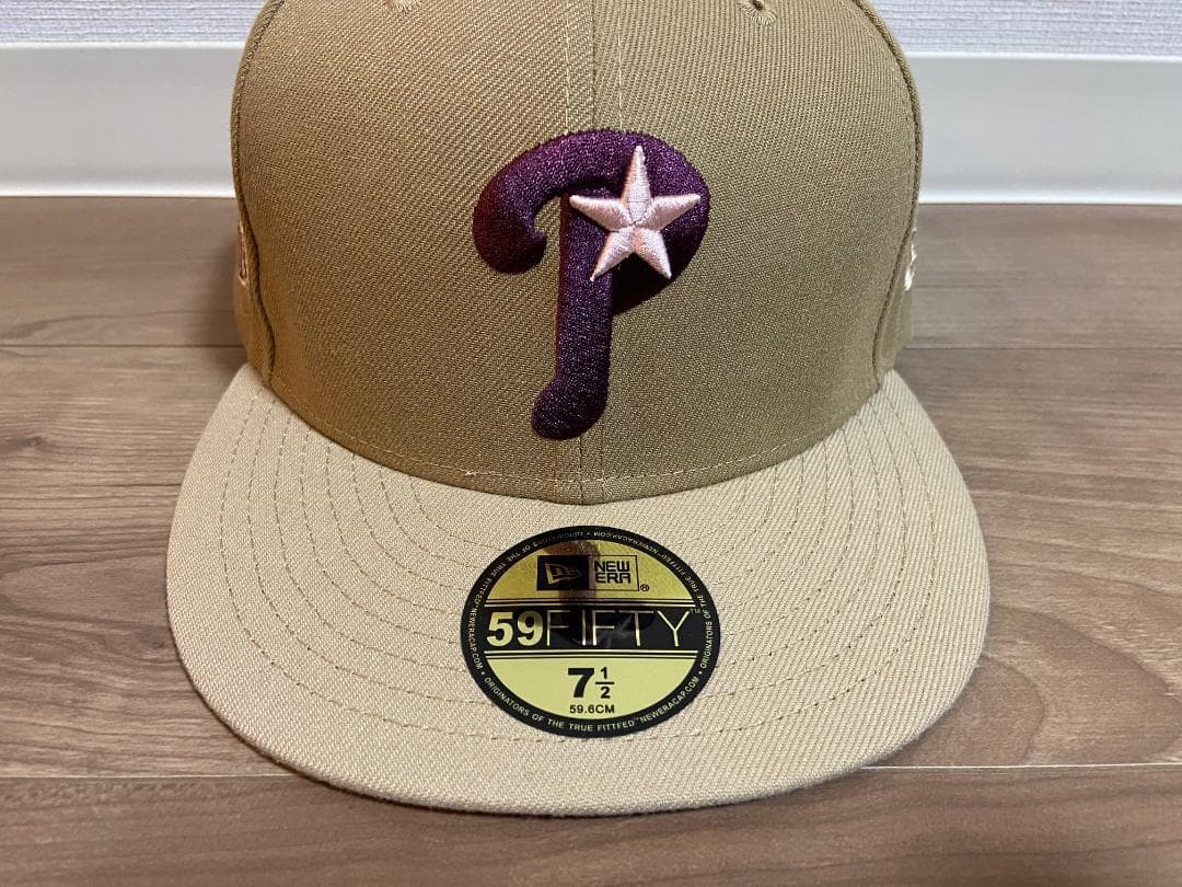 New Era 7 5/8 60.6cm フィラデルフィアフィリーズ ベージュ