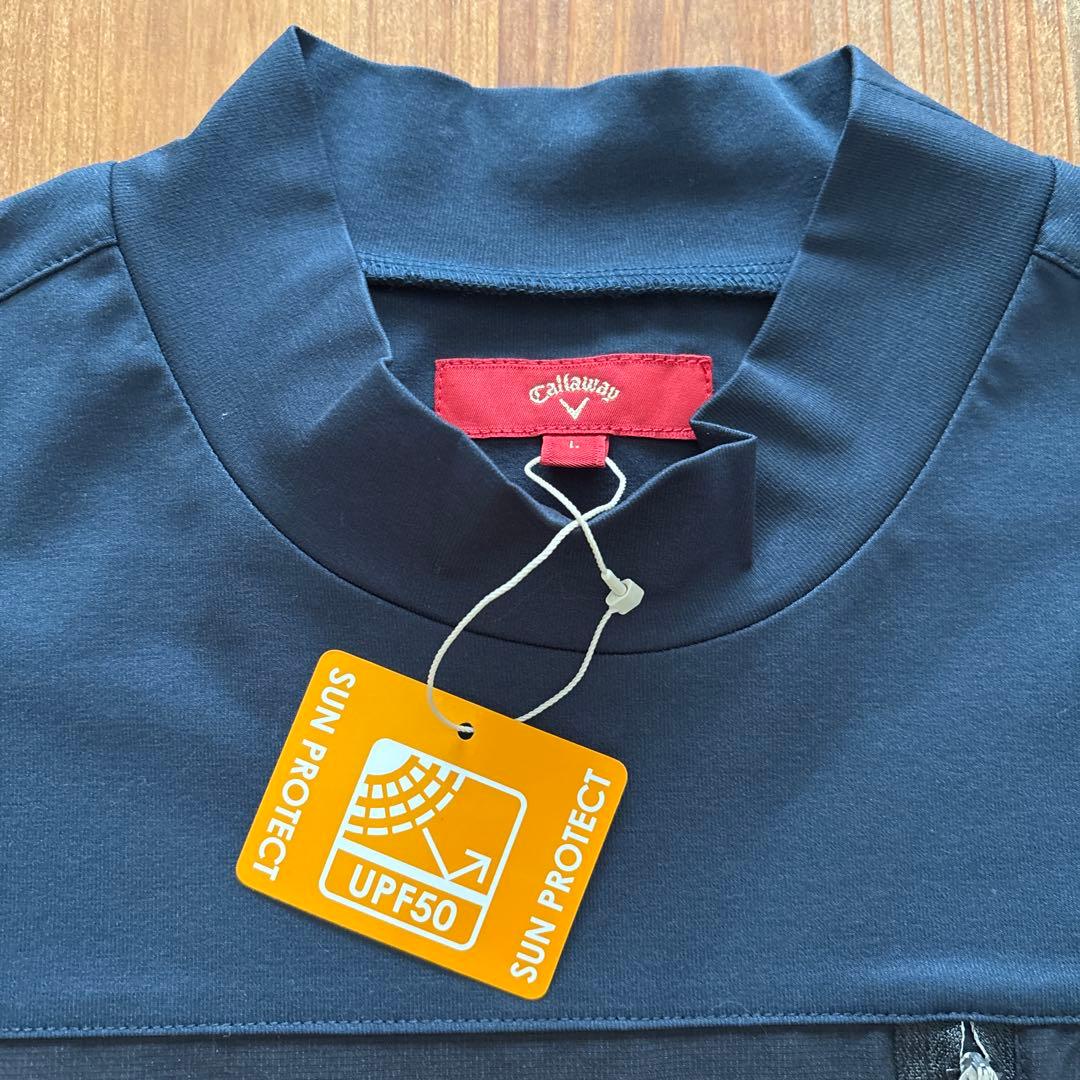 Callaway メンズシャツ 半袖 ネイビー　Lサイズ