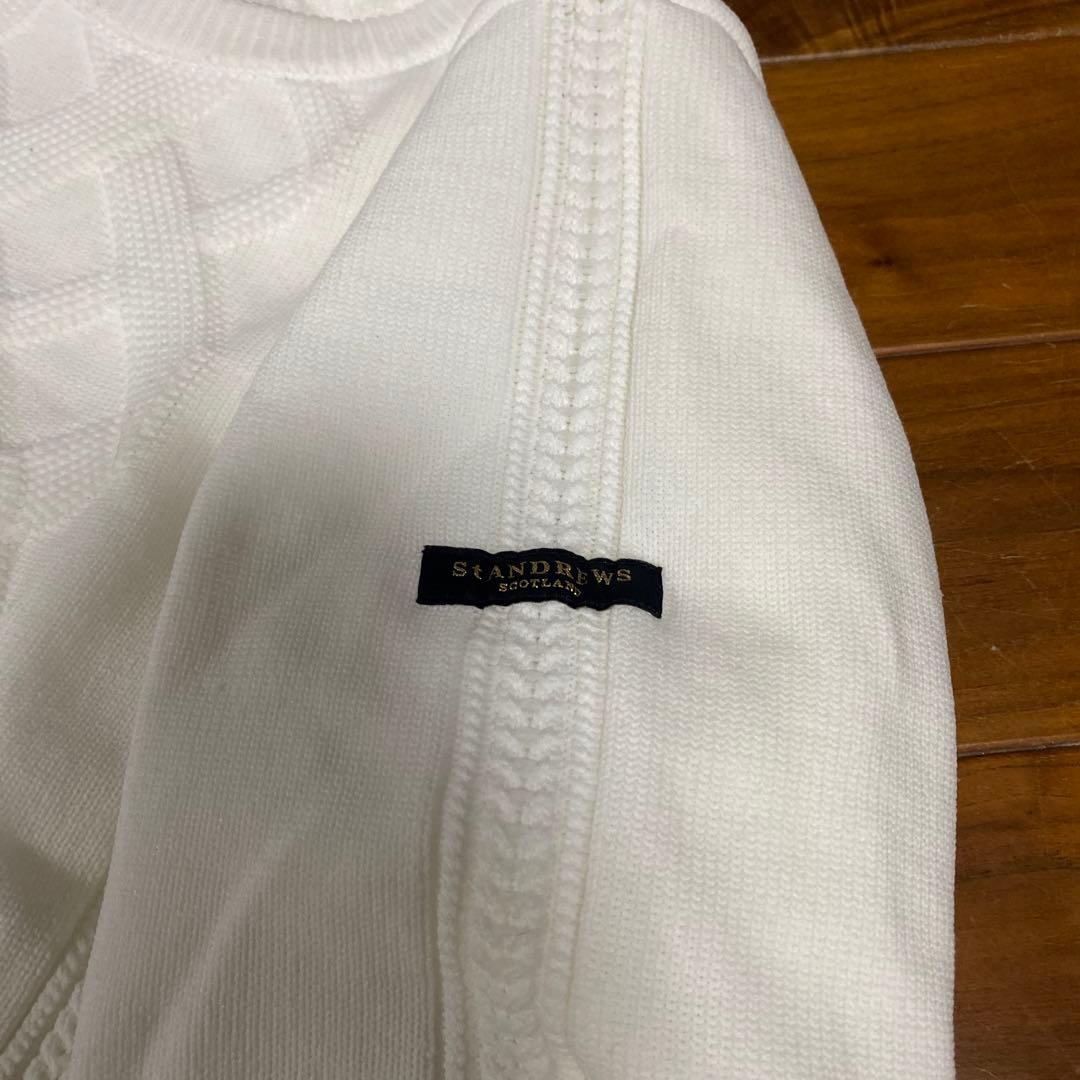 St Andrews ホワイト ケーブルニットセーター M