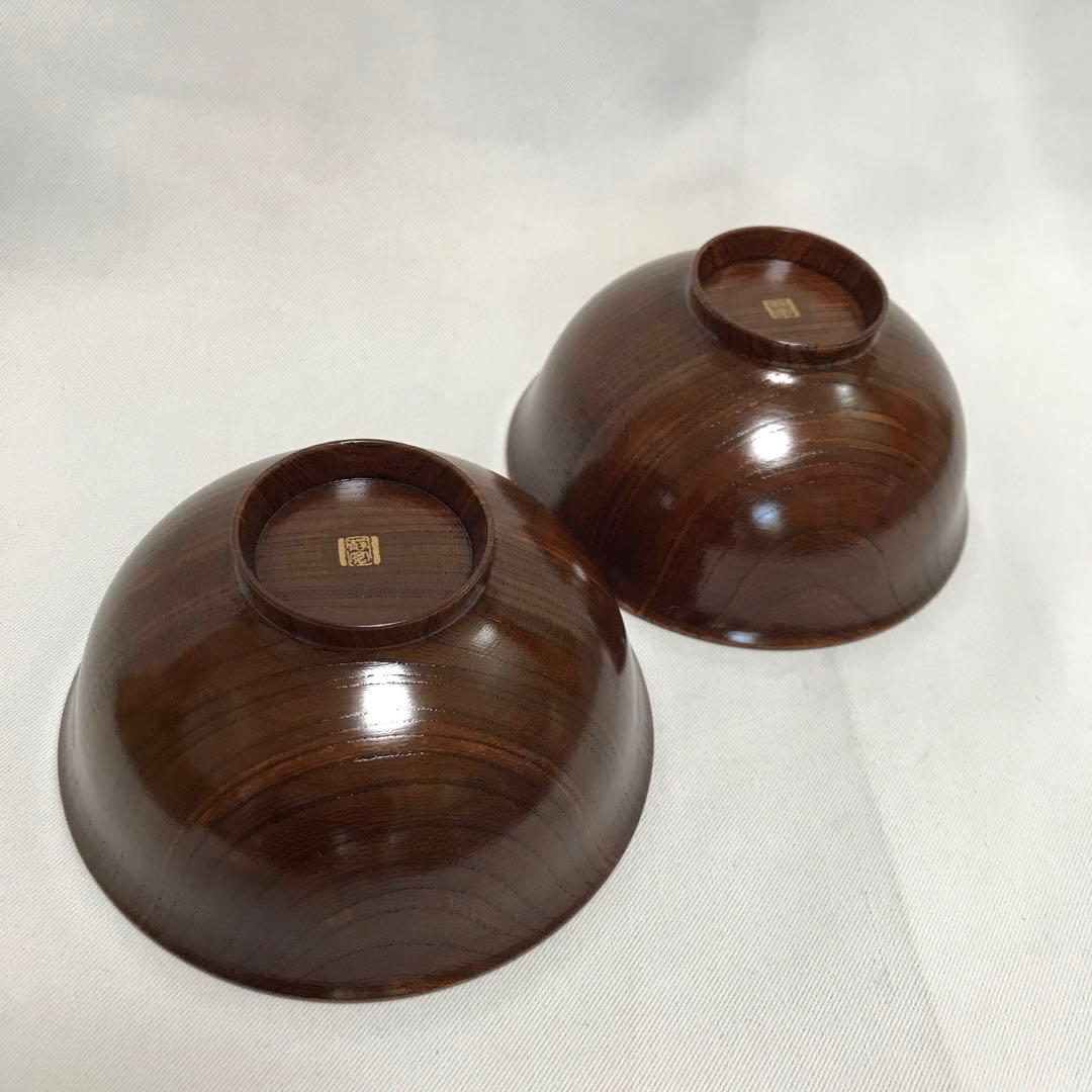 【新品未使用】守田漆器　ぬりもの静寛　　欅4.0ういの飯碗 2点セット M187