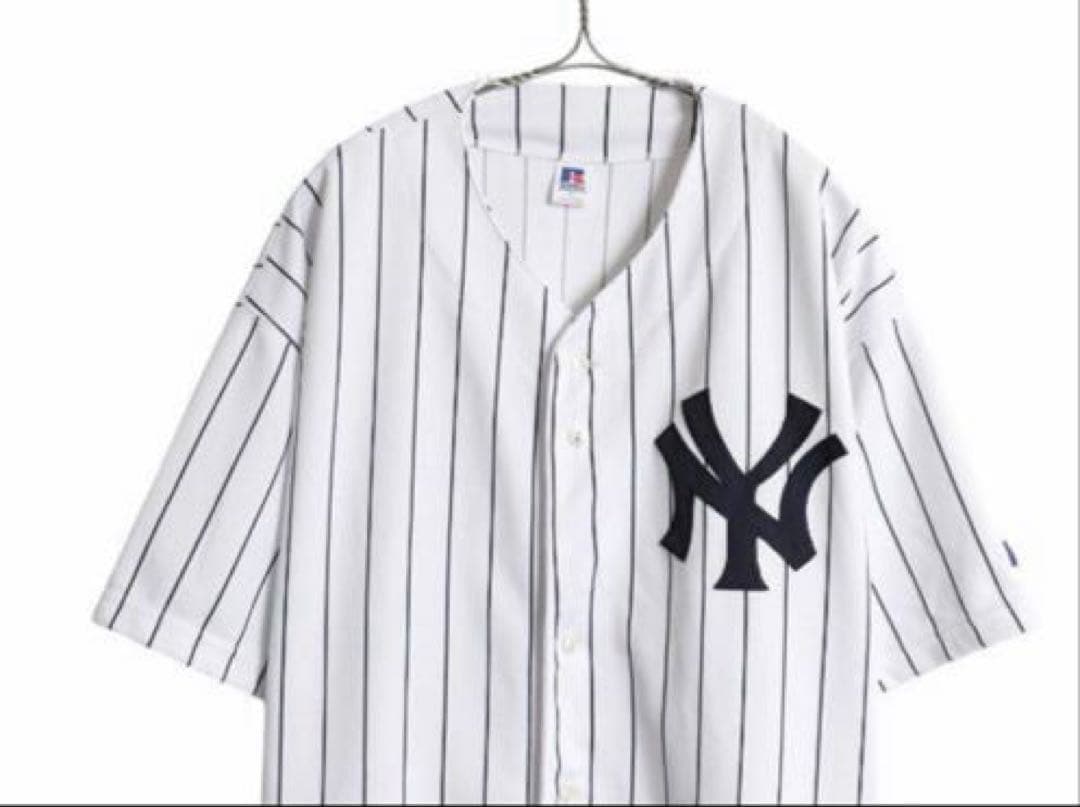 00sヤンキース ベースボール シャツ オールド MLB オフィシャル ラッセル