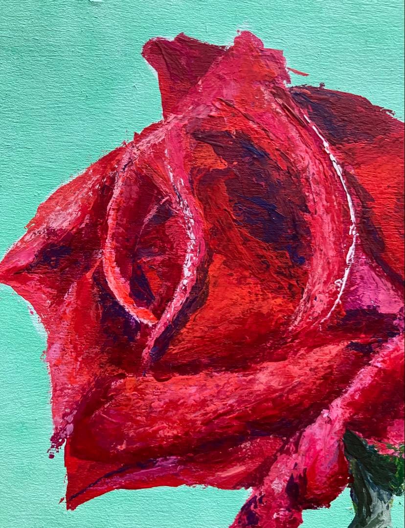 原画　花　静物画　絵画　アクリル画　現代アート　細密画　手描き　一点物