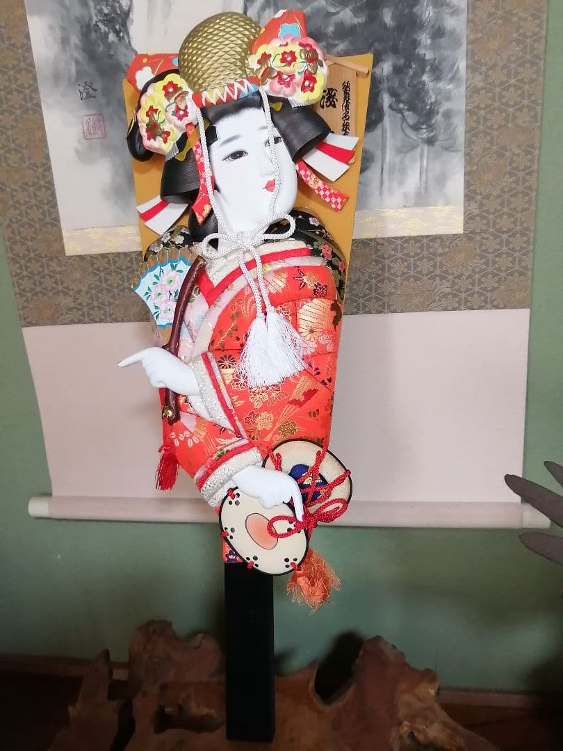 お正月飾り　木目込人形　羽子板飾り