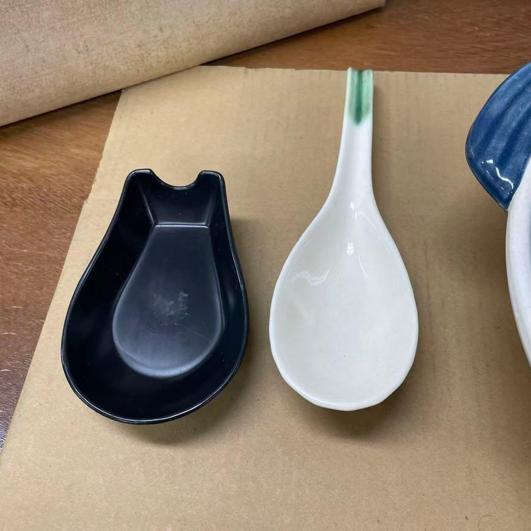 青と白の陶器 土鍋 スプーン付き　　-68