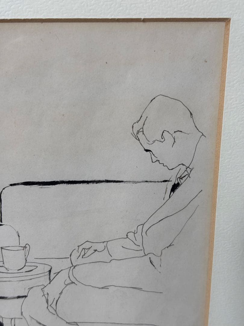 #岩田専太郎 ペン画作品 額装済み