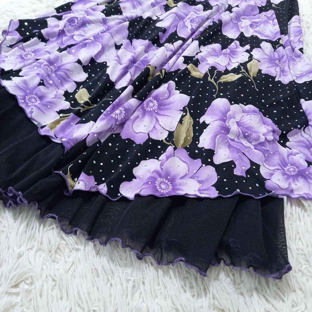 Sanline　サンリーヌ　社交ダンス　セットアップ　ドレス　スパンコール　薔薇