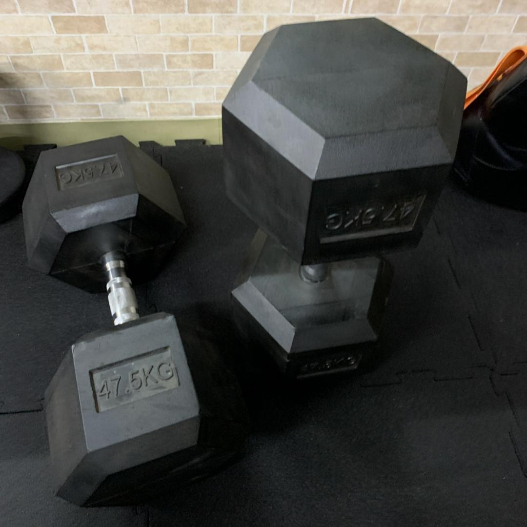 ラバー ヘックス ダンベル 47.5kg × 2個 セット