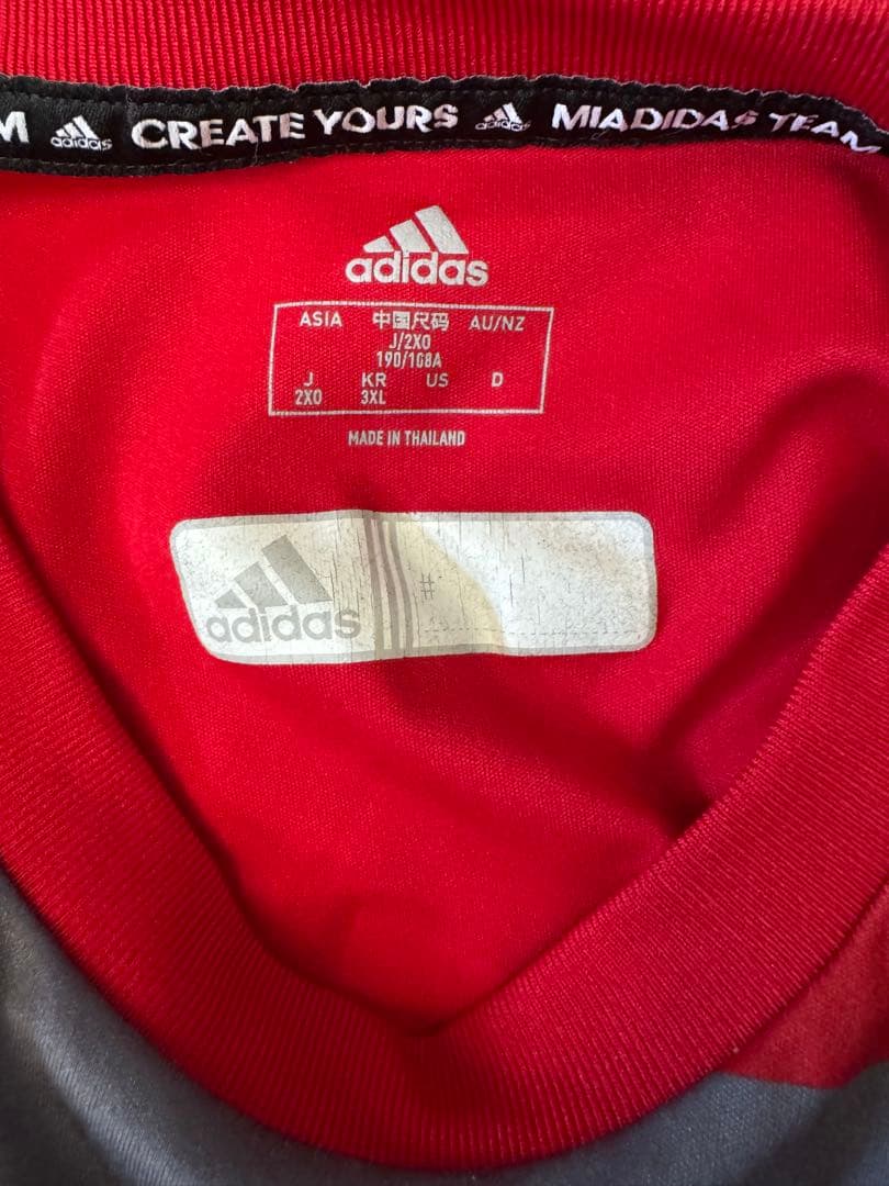 adidas ラグビーウェア 赤 グレー Lサイズ