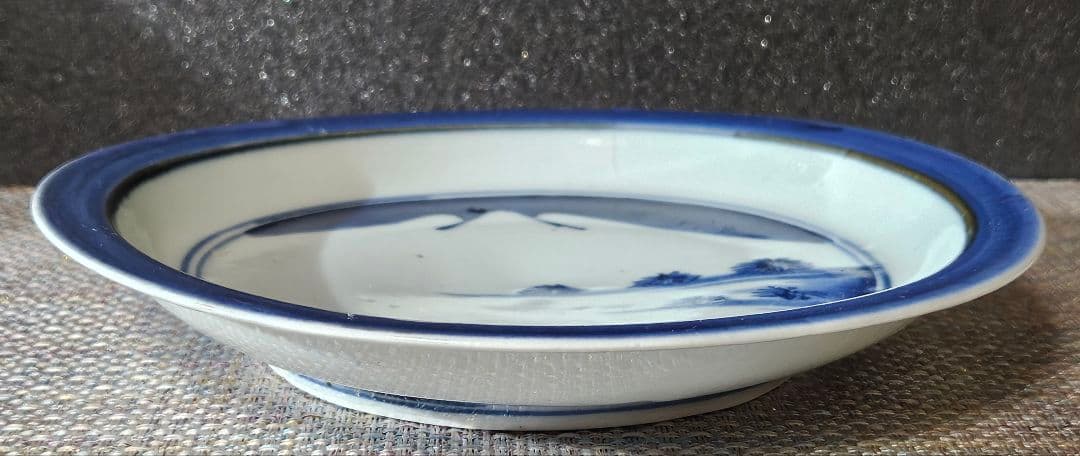 【本物保証❗】【不世出の逸品❗】江戸時代前期　寛文元年　藍九谷　白富士山文様　皿