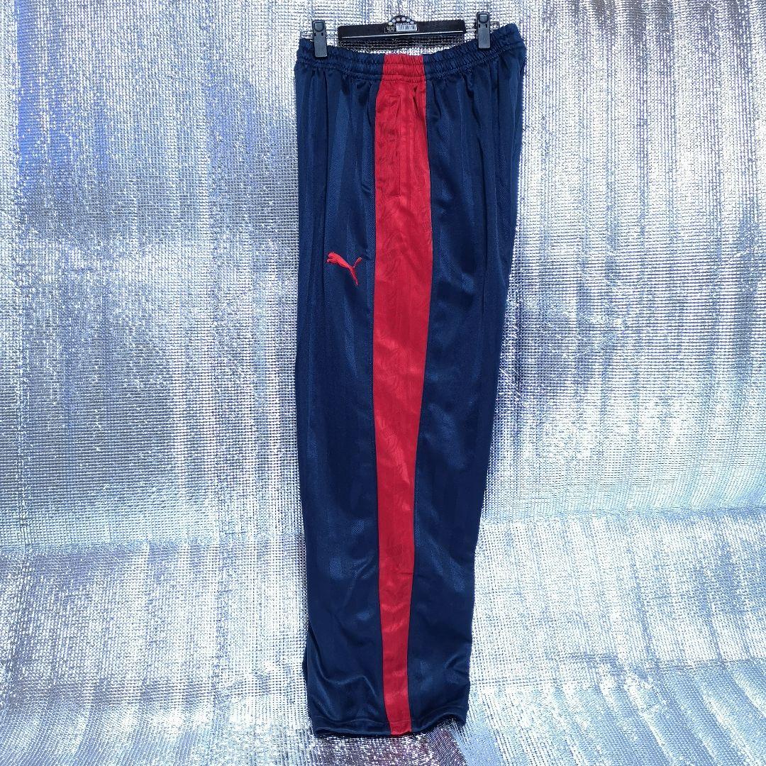プーマ　ジャージ　パンツ　シャドーストライプ　ネイビー✕レッド　L