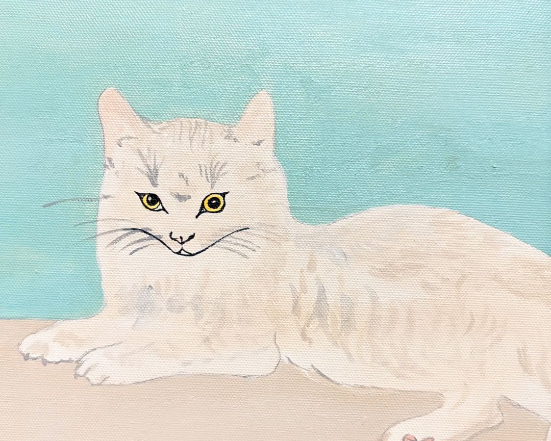 【F4号】手描き油彩　藤田嗣治【白い猫】額縁　未使用額　サイン東郷青児鑑定シール