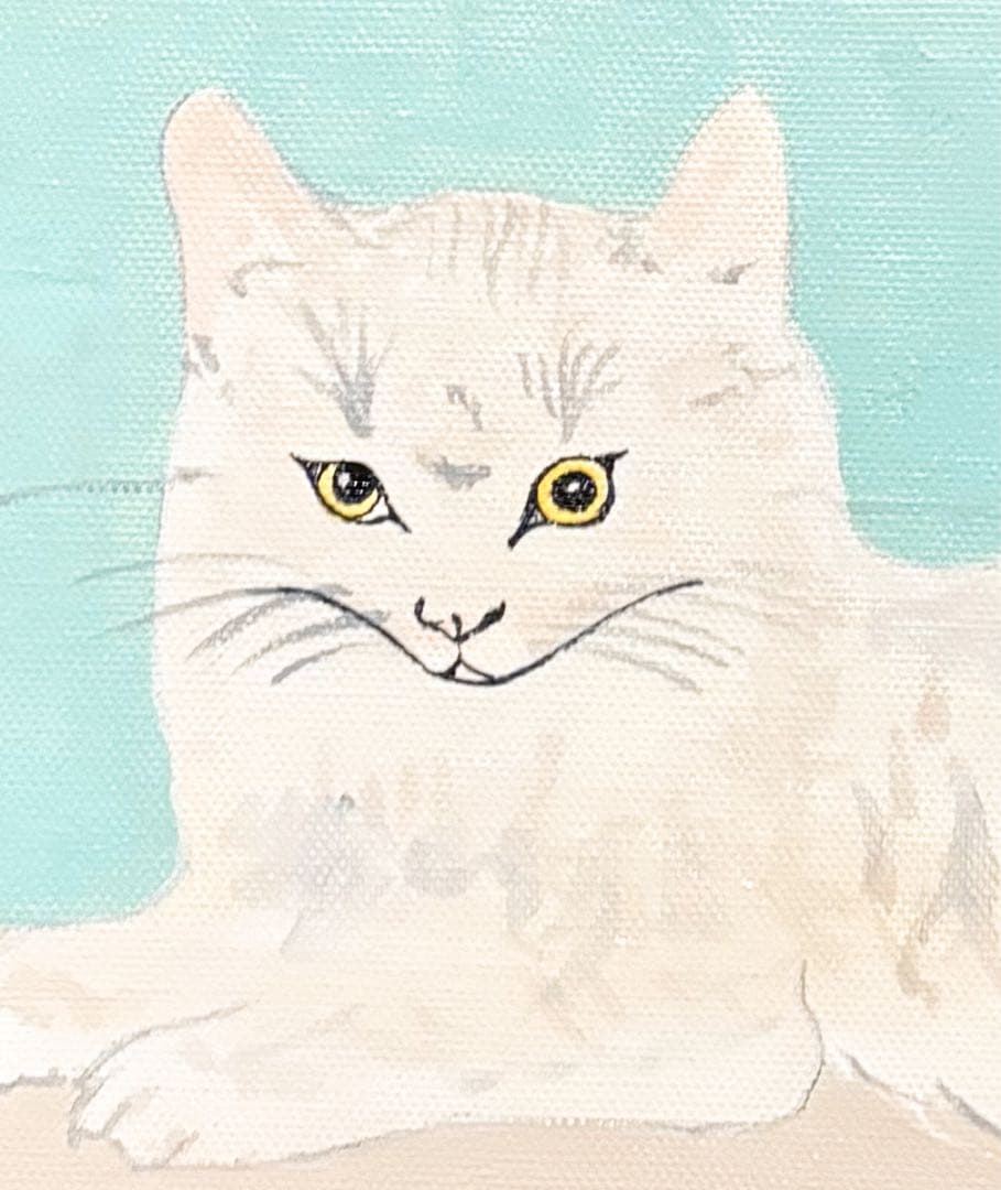 【F4号】手描き油彩　藤田嗣治【白い猫】額縁　未使用額　サイン東郷青児鑑定シール