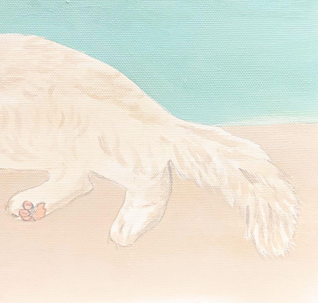 【F4号】手描き油彩　藤田嗣治【白い猫】額縁　未使用額　サイン東郷青児鑑定シール