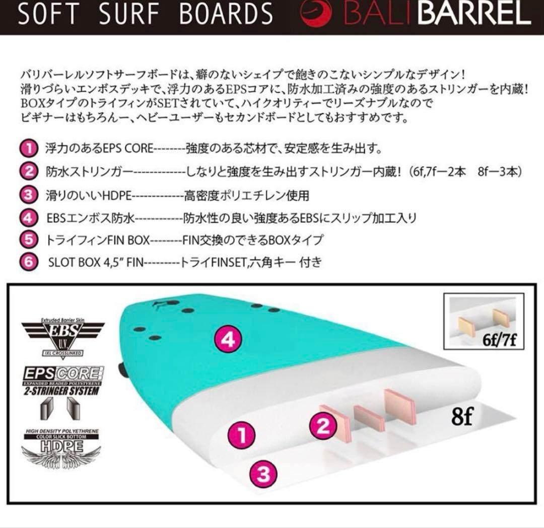 初心者向き　BALI BARREL ファンボード アクアブルー