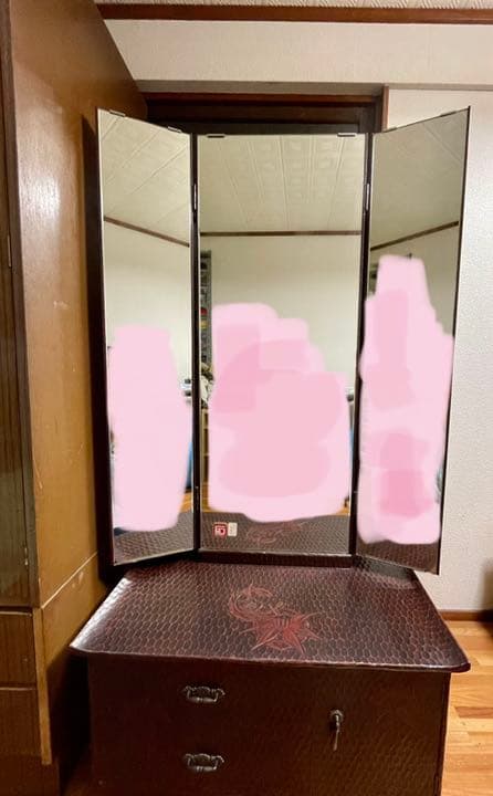 鏡台　鎌倉彫　ドレッサー　三面鏡