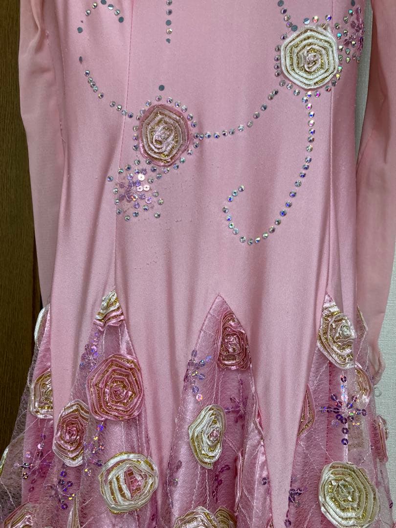 社交ダンス用ピンクロングドレス