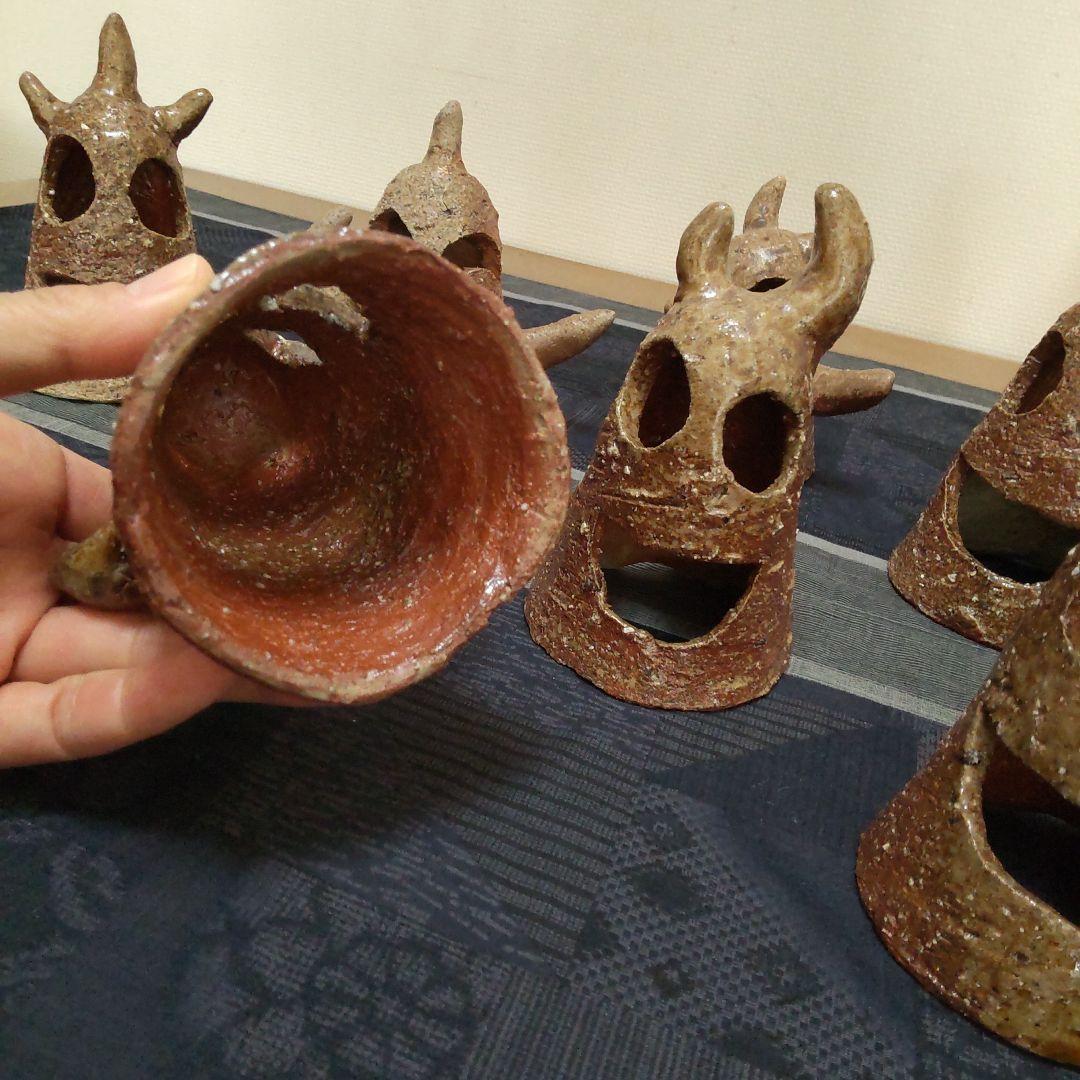 面白い 明かりカバー8ケ 備前焼