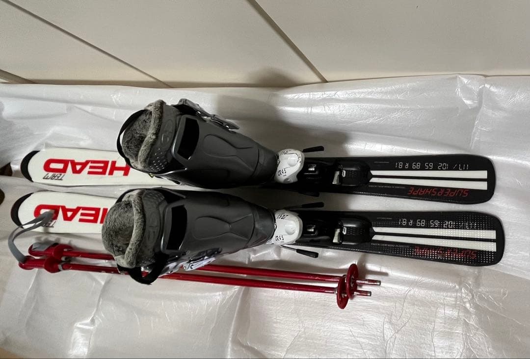 スキーセット　HEAD(117cm)、ブーツ(21cm)、ストック(86cm)