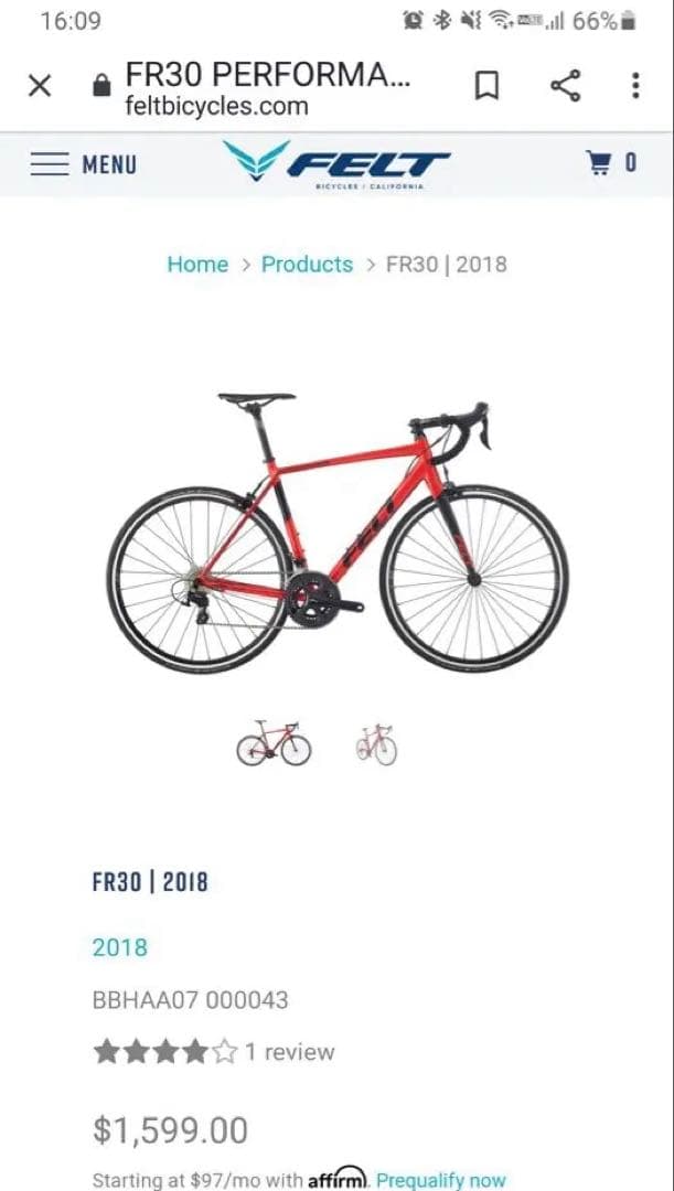 FELT FR 30 54 アルミロードバイク レッド