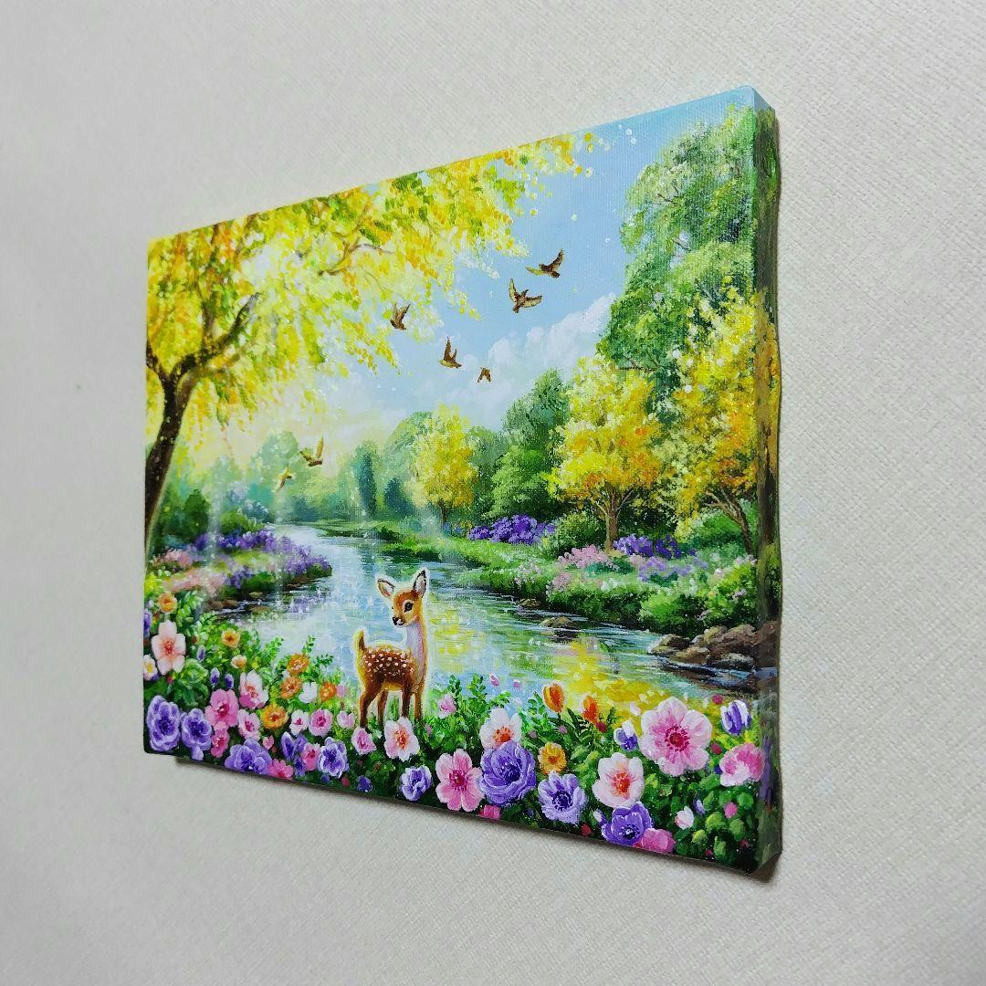 【ミモザ満開】アクリル画 F3 風景画 絵画