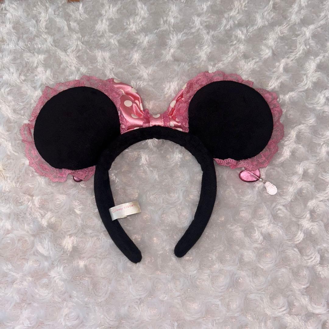ディズニー ミニー カチューシャ ピンク イヤリング ドット
