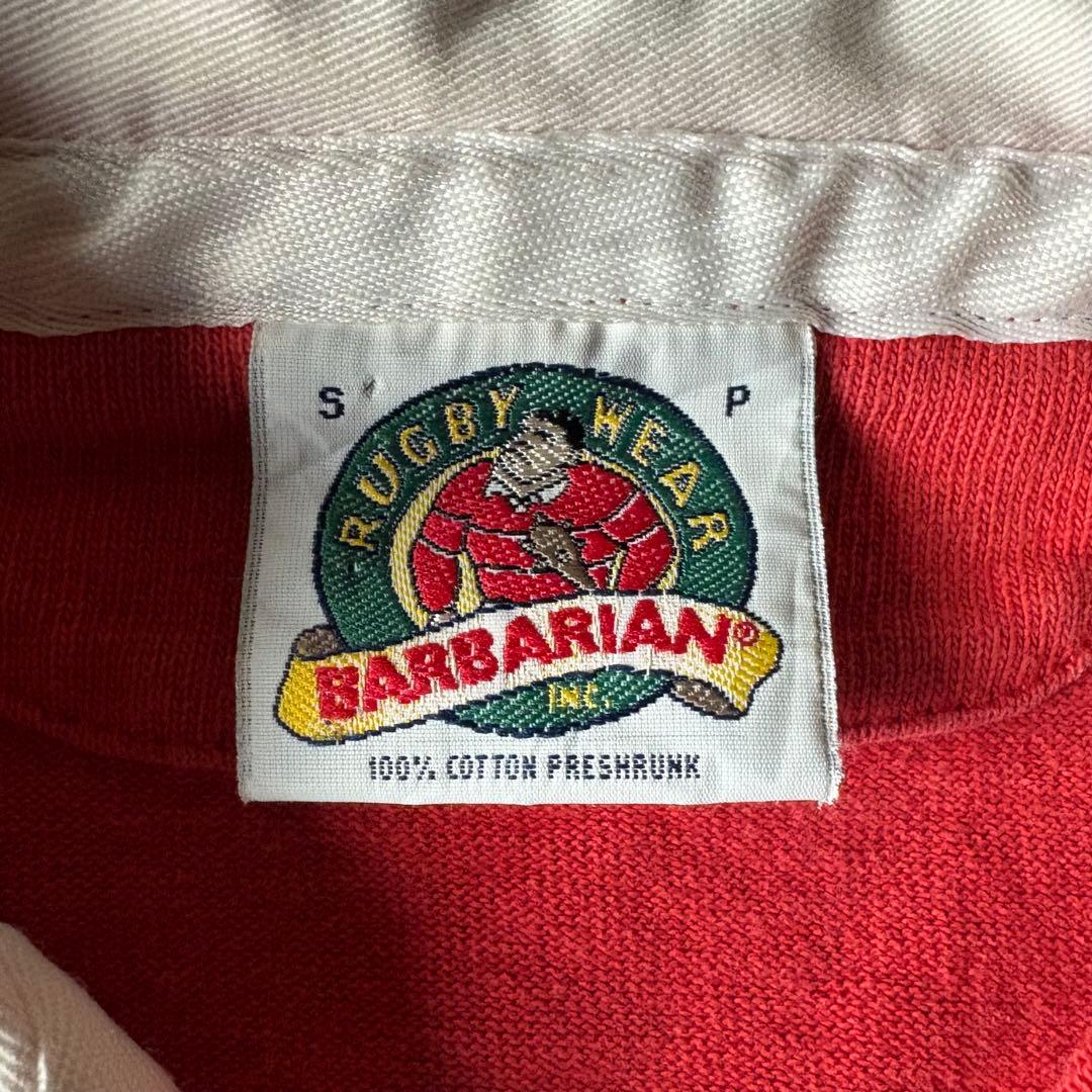 【90sカナダ製】バーバリアン　スリーブ刺繍デザイン　ヴィンテージラガーシャツ