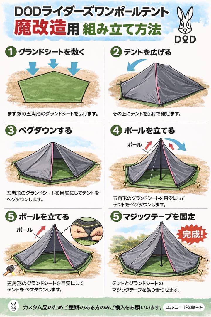 DOD ライダースワンポールテント グランドシート魔改造