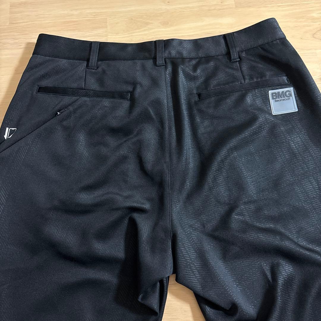 値下げ❗️BEAMS GOLF メンズL黒チェックエンボス クロップドパンツ