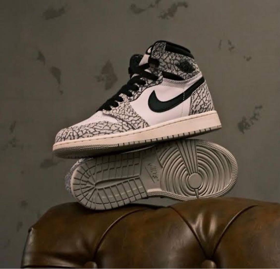 シューズ(男性用) Nike Air Jordan 1 High White Cement US8