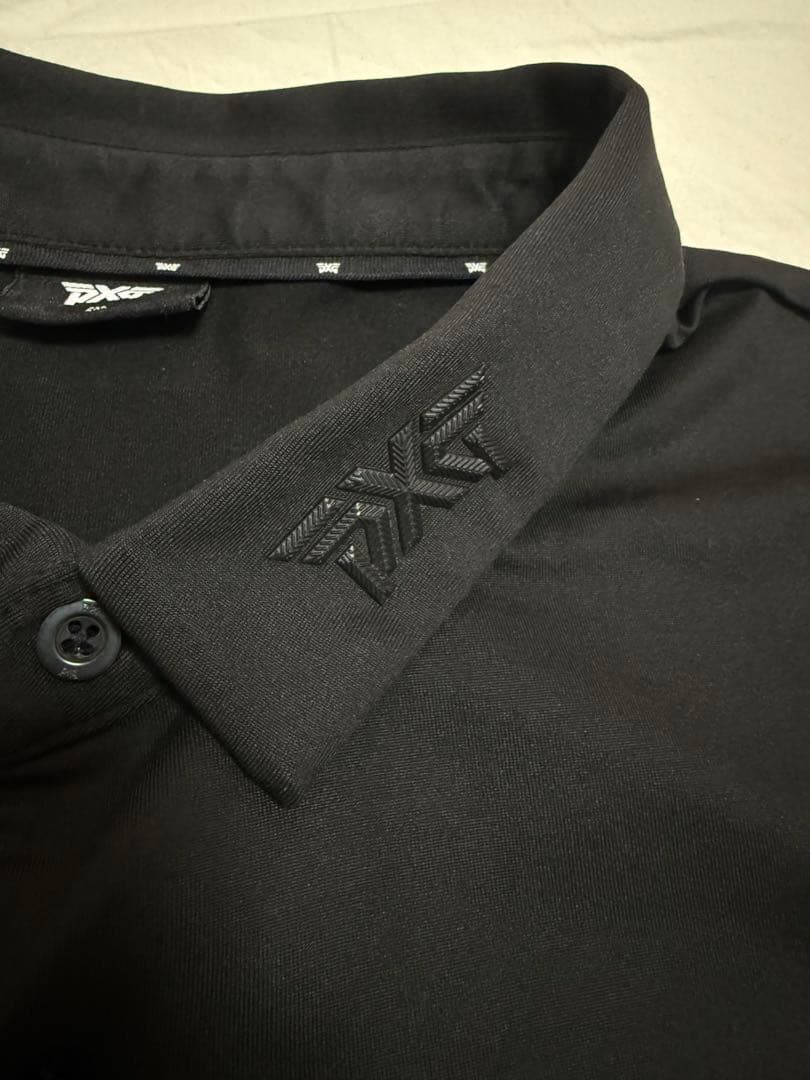 PXG ゴルフシャツ　ポロシャツ　長袖シャツ　ストレッチ　メンズ　黒×グレー