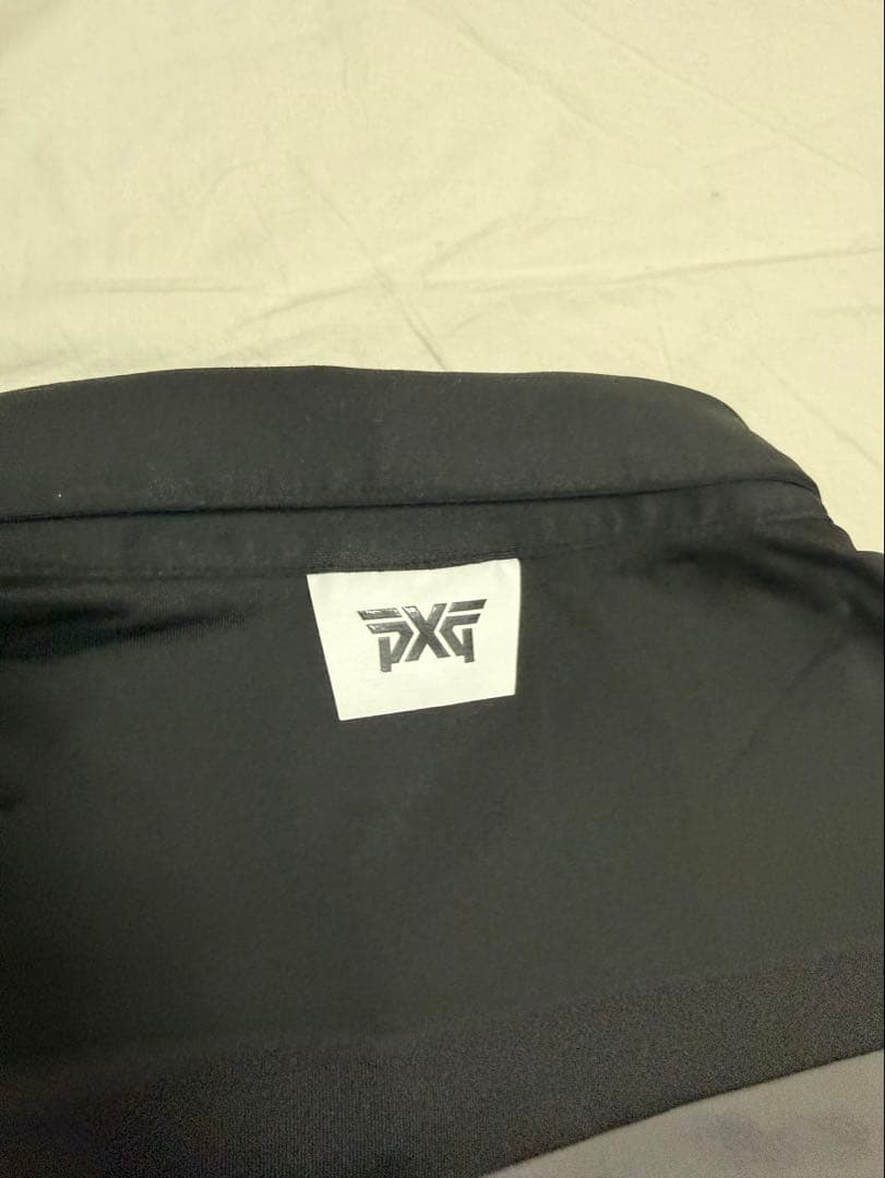 PXG ゴルフシャツ　ポロシャツ　長袖シャツ　ストレッチ　メンズ　黒×グレー