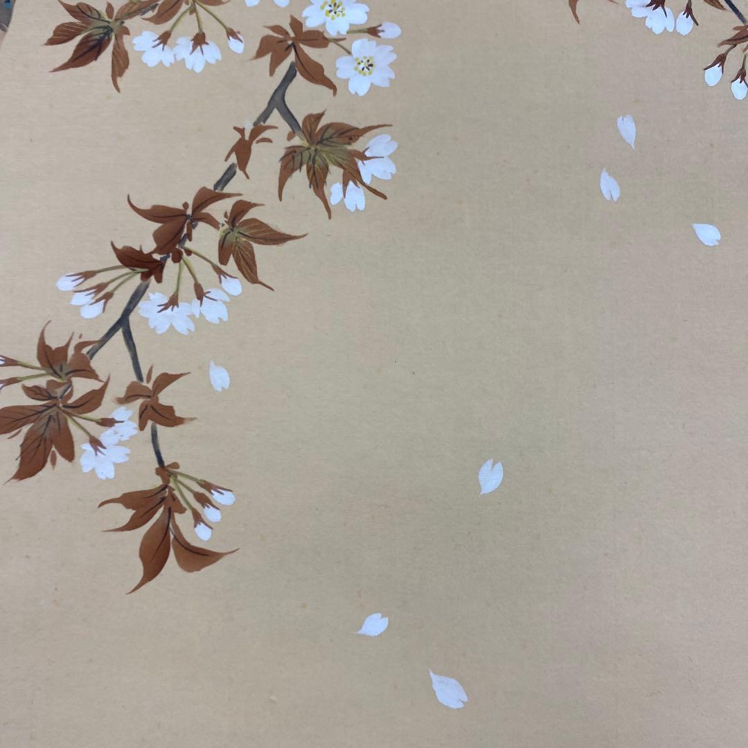 美品 掛け軸 珠洸作 桜花鳴鳥図 共箱 花鳥 さくら 縁起物