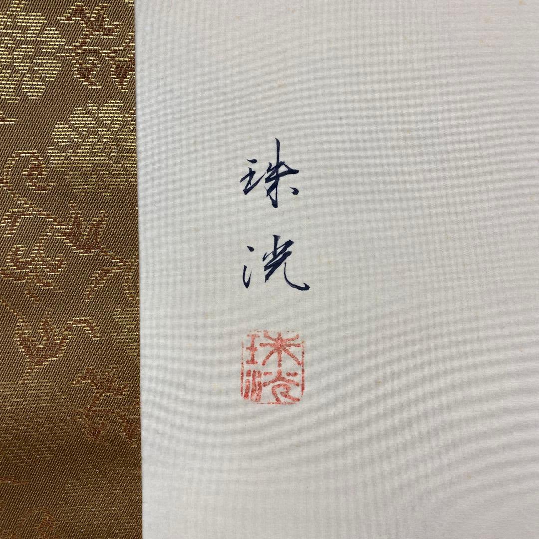 美品 掛け軸 珠洸作 桜花鳴鳥図 共箱 花鳥 さくら 縁起物