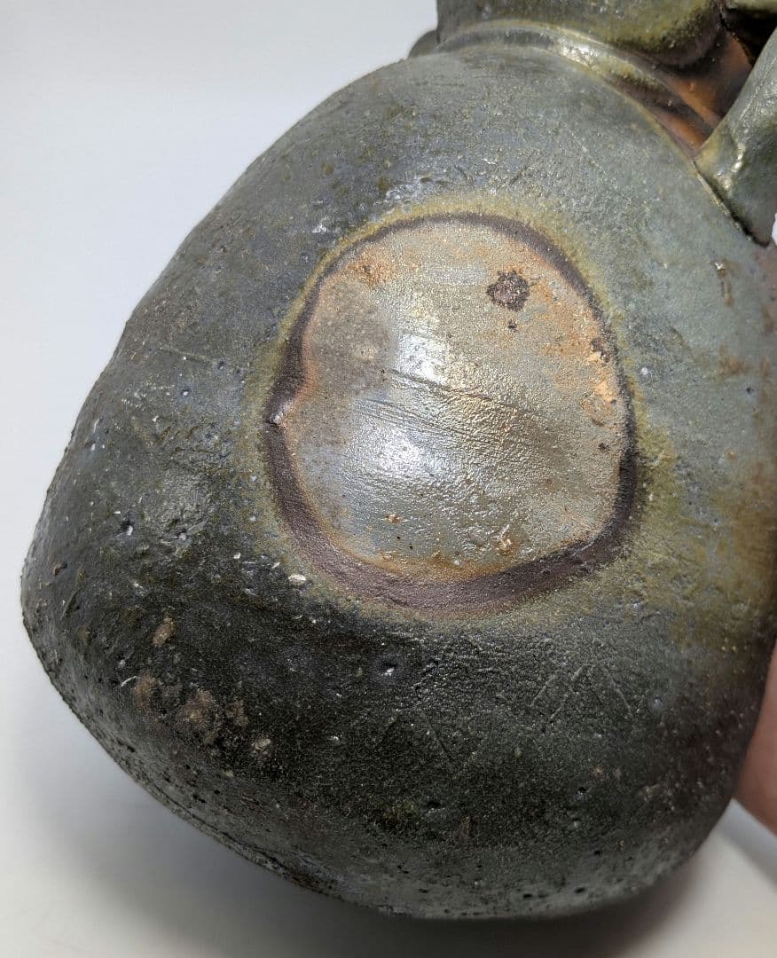 末石泰節 備前焼 窯変耳付花入 栞付き 花器 フラワーベース 花瓶 花生 置物