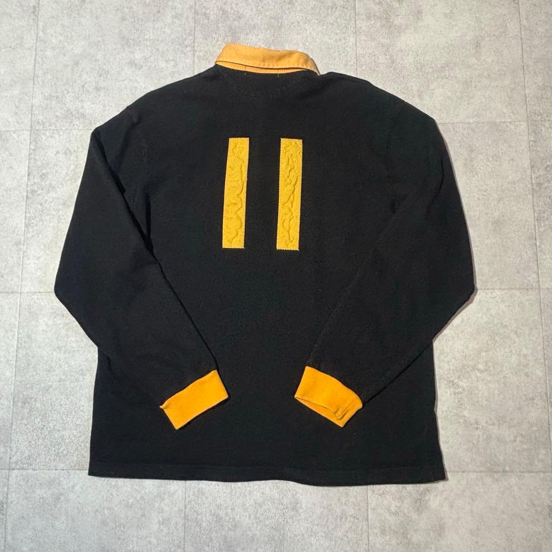 【ポロスポーツ】長袖ラガーシャツ　刺繍ロゴ　背番号　イエローブラック