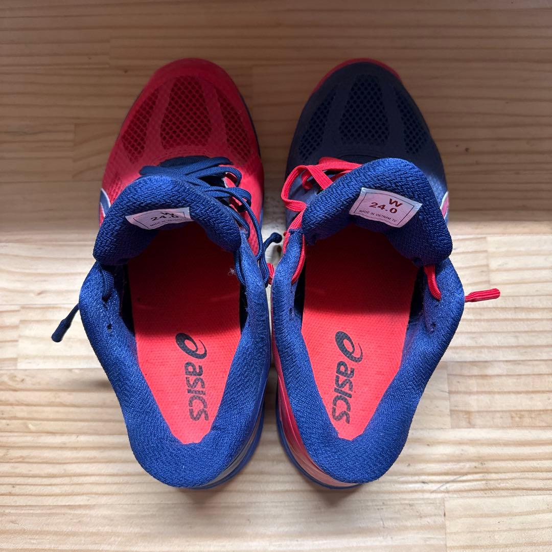 asics バレーボールシューズ 24.0cm 赤/青
