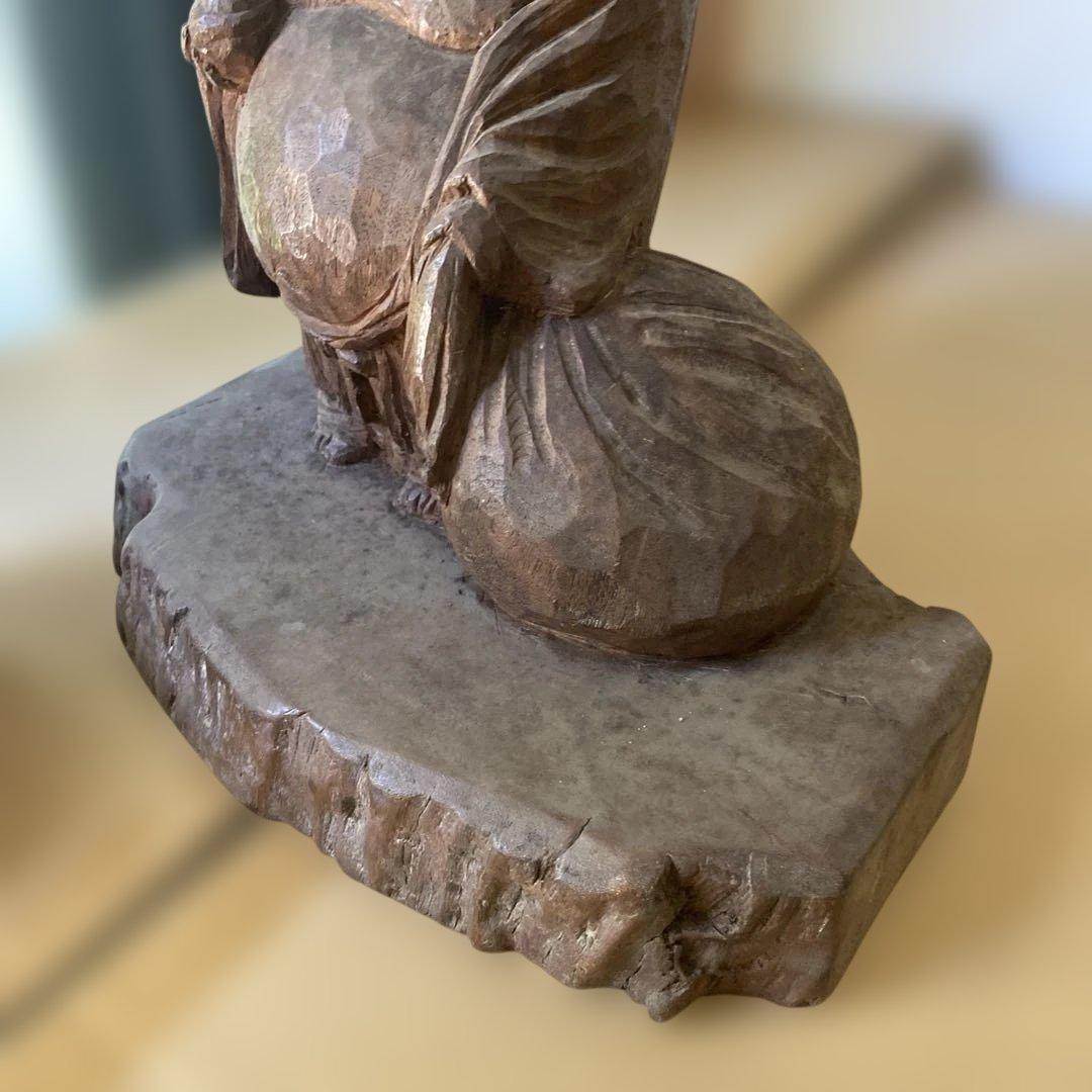 木製 笑顔の仏像 約30cm 彫刻　オブジェ　布袋様