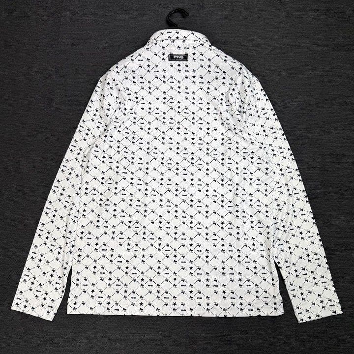 新品 PING ピン ゴルフ クイックドライ カノコ ポロシャツ 総柄 LL