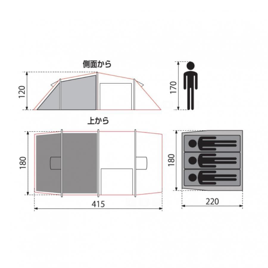 IGINO トンネルテント 3人用 ブラウン